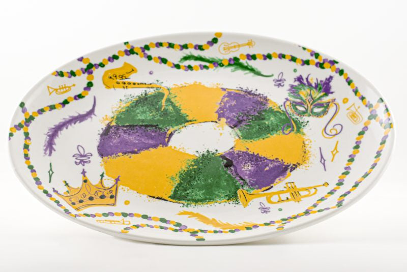 King Cake Platter Mardi Gras Mask