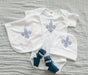 Fleur de Lis baby outfit set Little Man baby socks blue baby boy gift box Louisiana baby Cajun baby boy