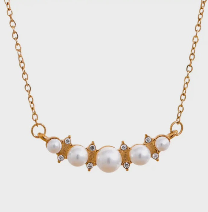 Five Pearls with Sparkle Necklace