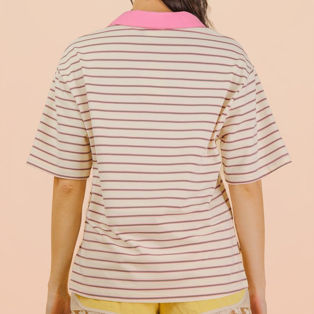 Oversized Stripe Knit Collar Top