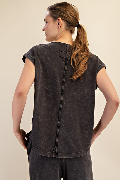 Mineral Washed Cotton High Low Top