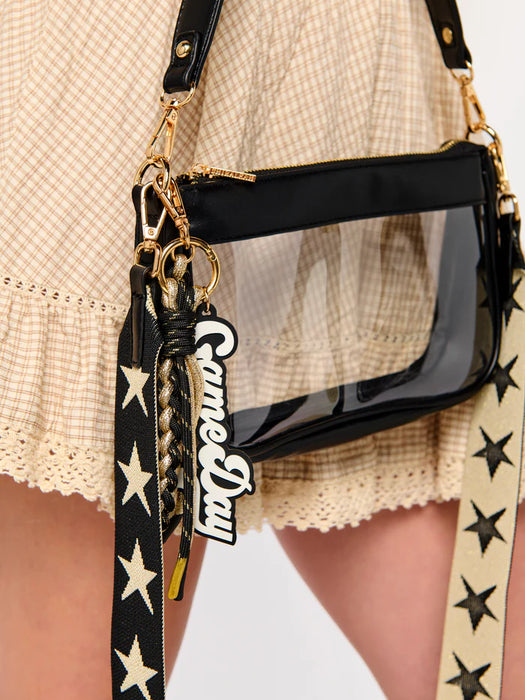 Black and Gold Game Day Bag Charm/Key Ring