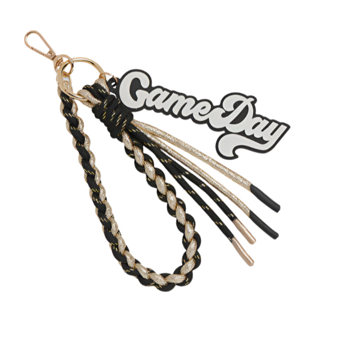 Black and Gold Game Day Bag Charm/Key Ring