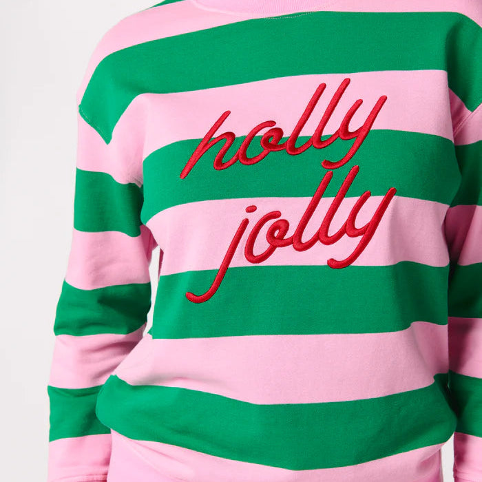 Holly Jolly Striped Classic Sweatshirt, Pink