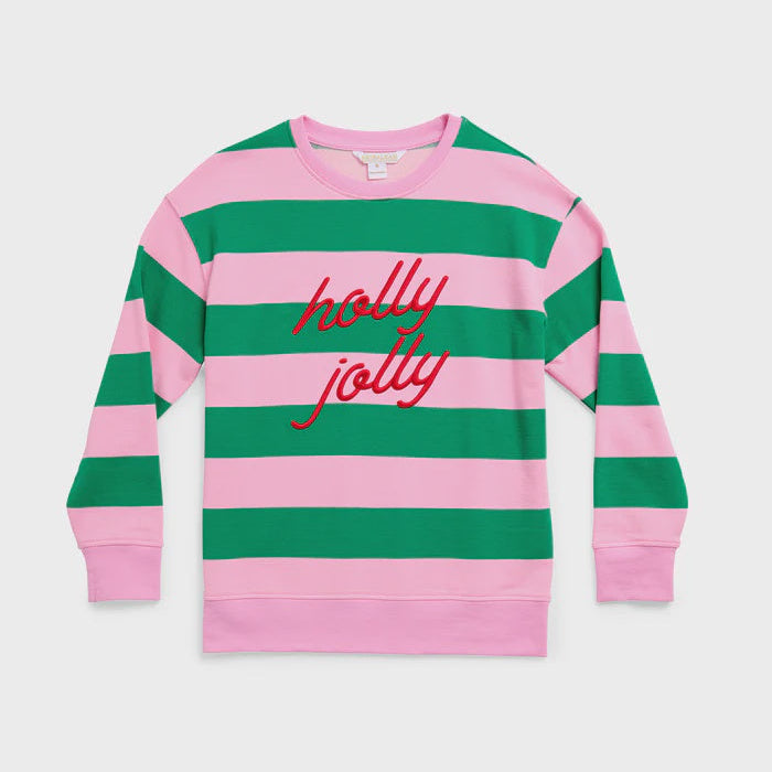 Holly Jolly Striped Classic Sweatshirt, Pink