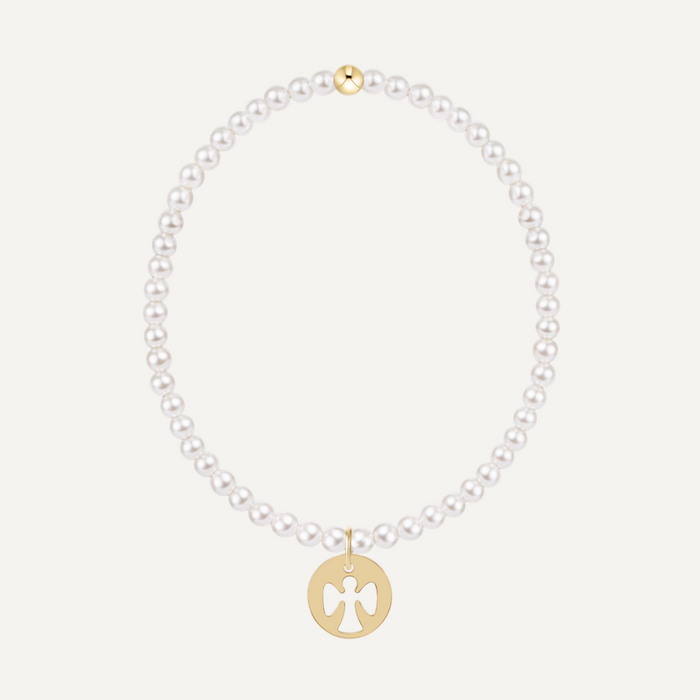 Pearl 3mm Bracelet Guardian Angel Gold Disc