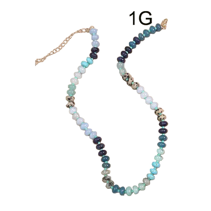 Natural Agate Glass Semi Precious Bead Necklace