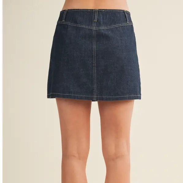 Rigid Denim A-Line Utility Skirt