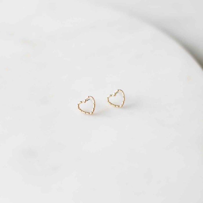 Amour Gold Heart Post Earrings