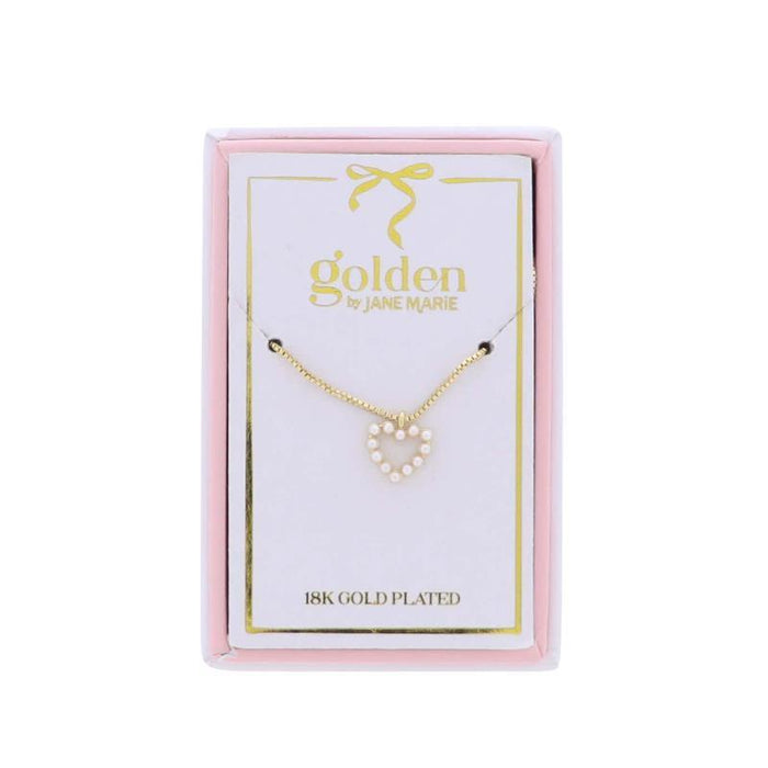 Kids 18K Gold Plated Necklace - Pearl Heart