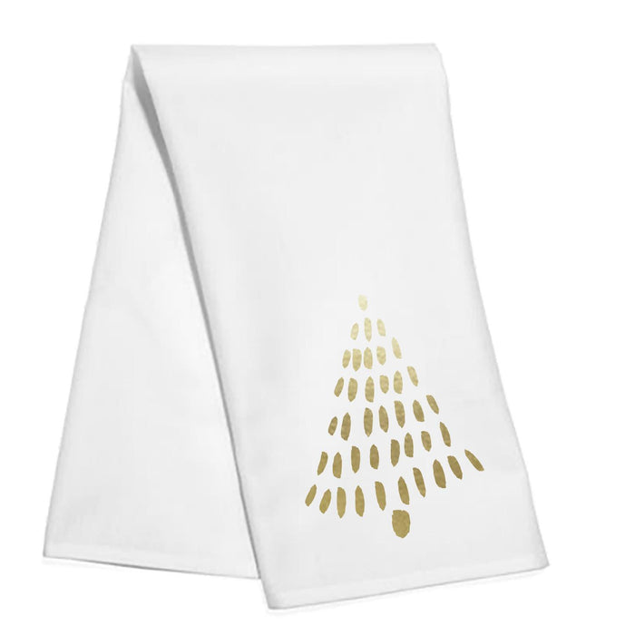 Tea Towel Gold Dashed Christmas Tree