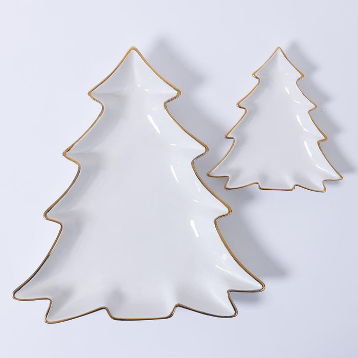 White and Gold Tree Platter