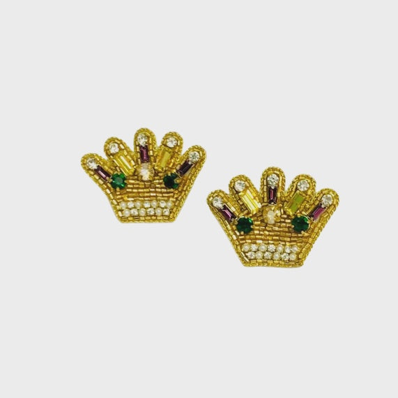 Mini Crown Stud Mardi Gras Earrings