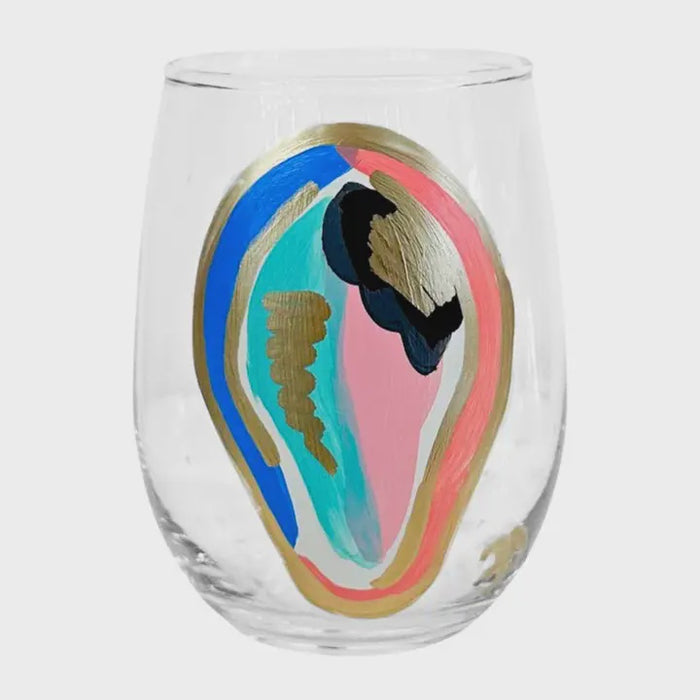Shell-Y Oyster Hand-Painted Wine Glasses