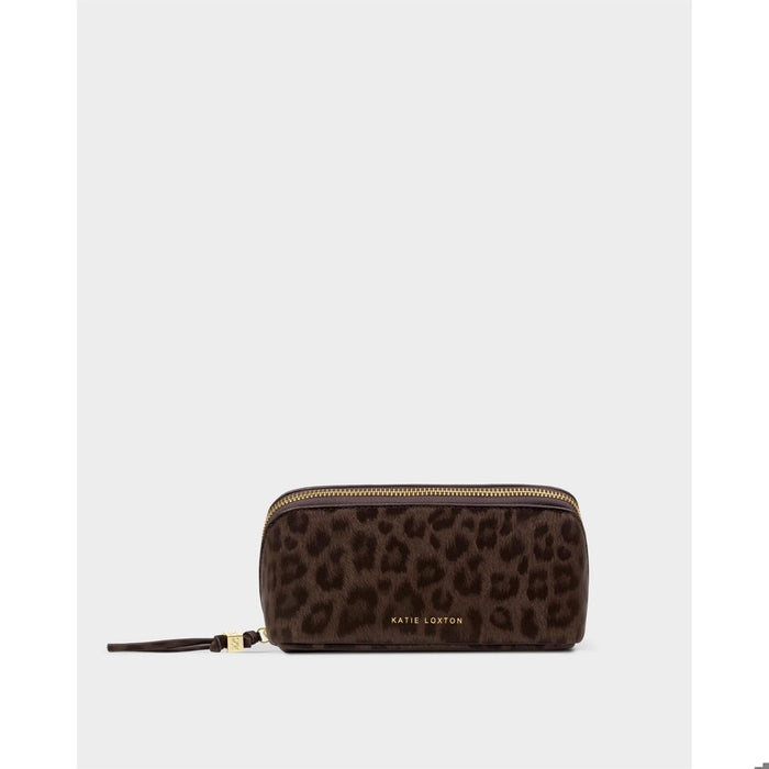 Fold-Out Mirror Make Up Bag - Chocolate Leopard