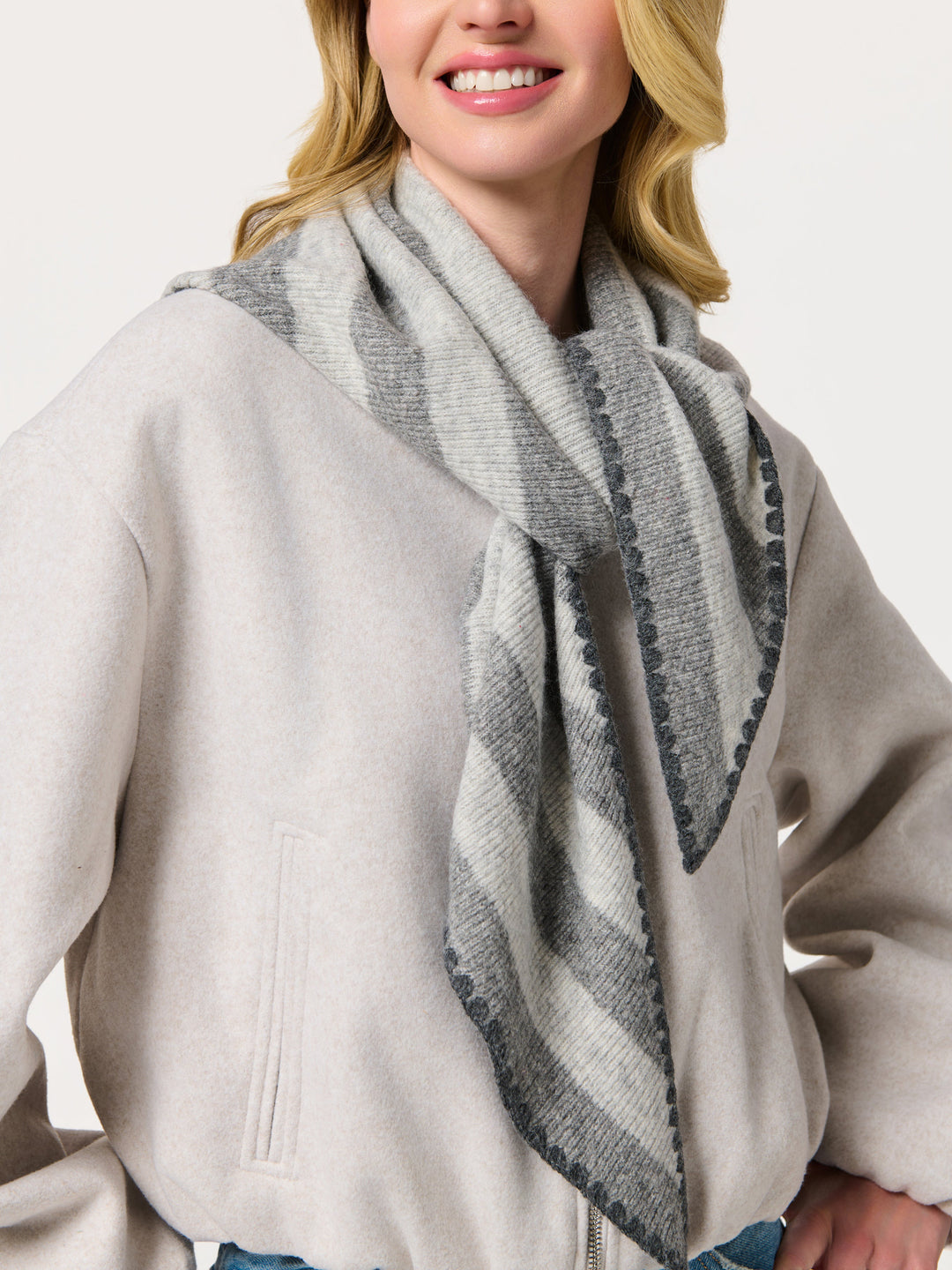 Joy Large Triangle Scarf - Grey