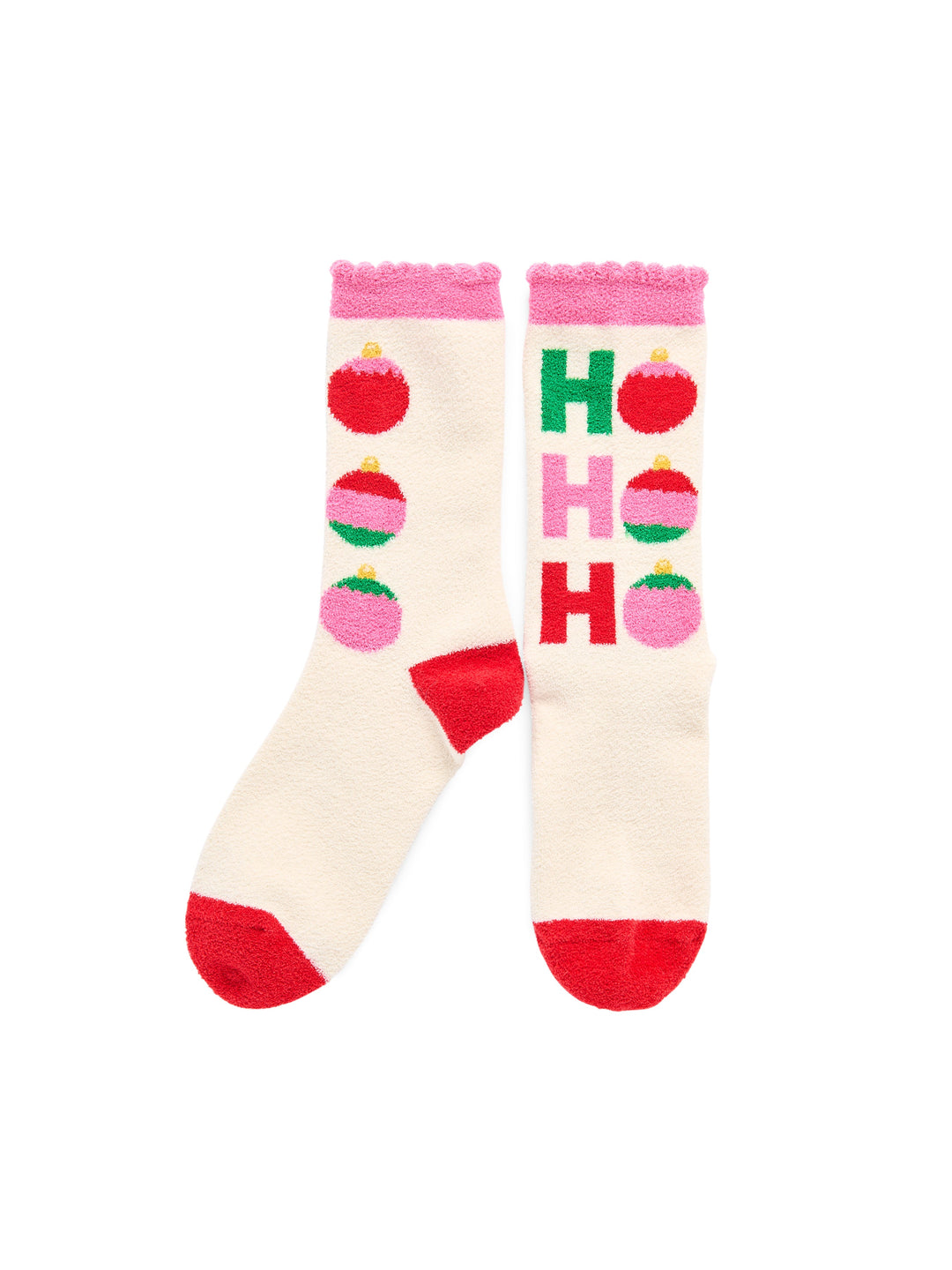 Ho Ho Ho Ornaments Socks - Ivory
