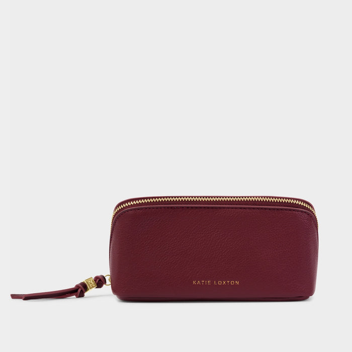 Fold-Out Mirror Make Up Bag - Cherry
