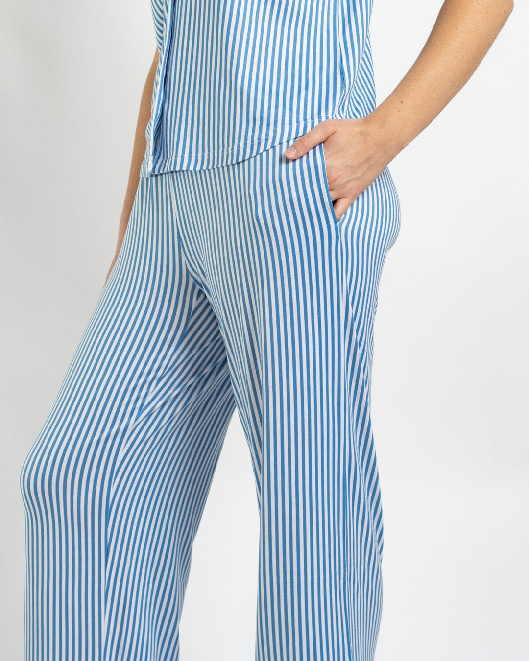 Blue and White Pinstripe Sleep Pants