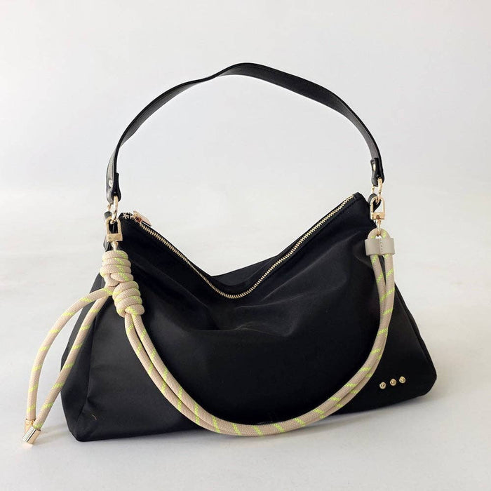 Nikki Nylon Slouchy Shoulder Bag - Black