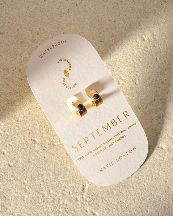 Birthstone Hoop Earrings - September - Lapis Lazuli