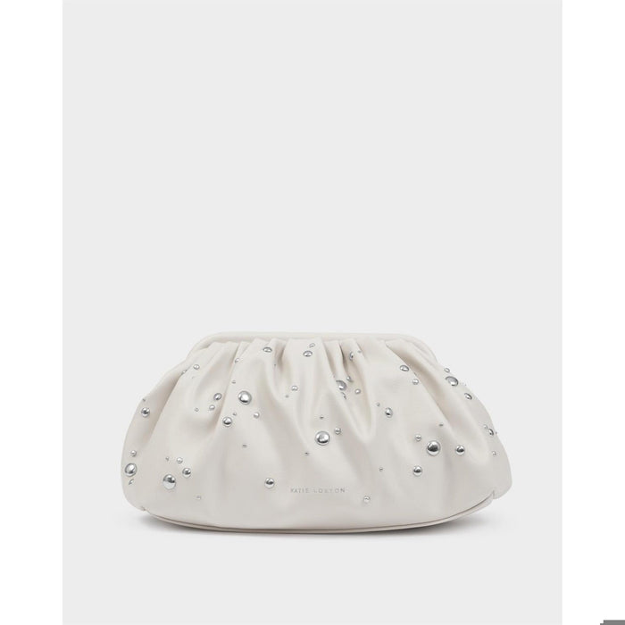 Paloma Studded Clutch - Off White / Silver Studded