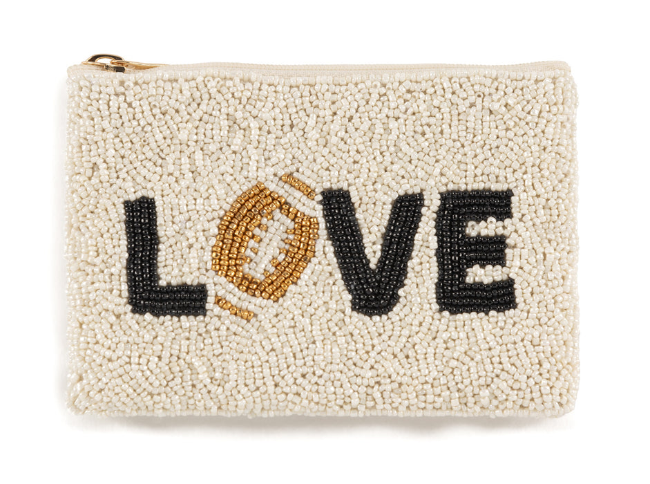 Love Beaded Zip Pouch - Ivory