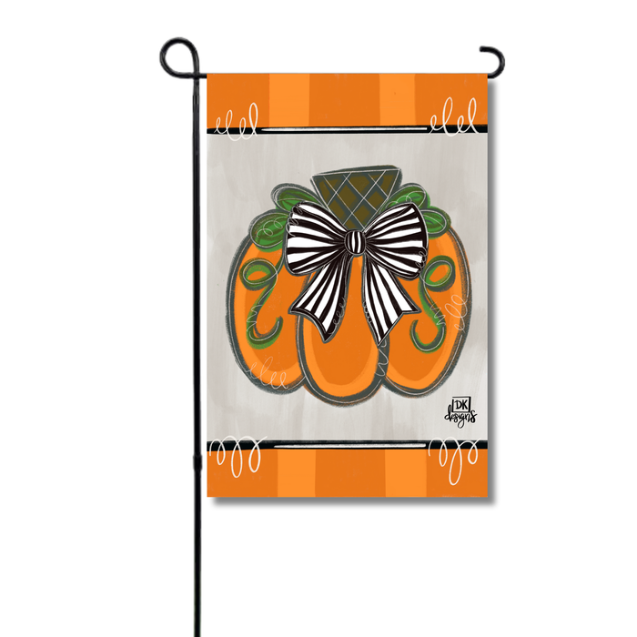 Black and White Bow Pumpkin Flag