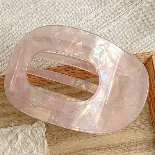 Pink Jumbo Lay Flat Oval Hair Claw Clip