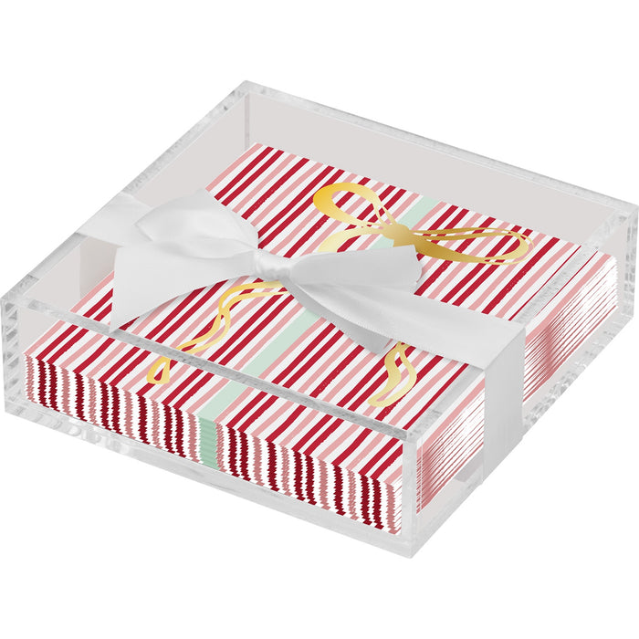 Bow Acrylic Napkin Tray with Cocktail Napkin