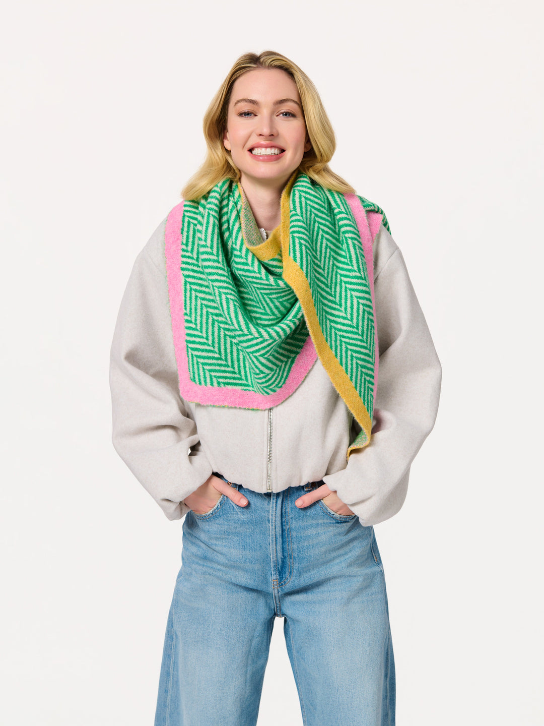 Ziggy Triangle Scarf - Green