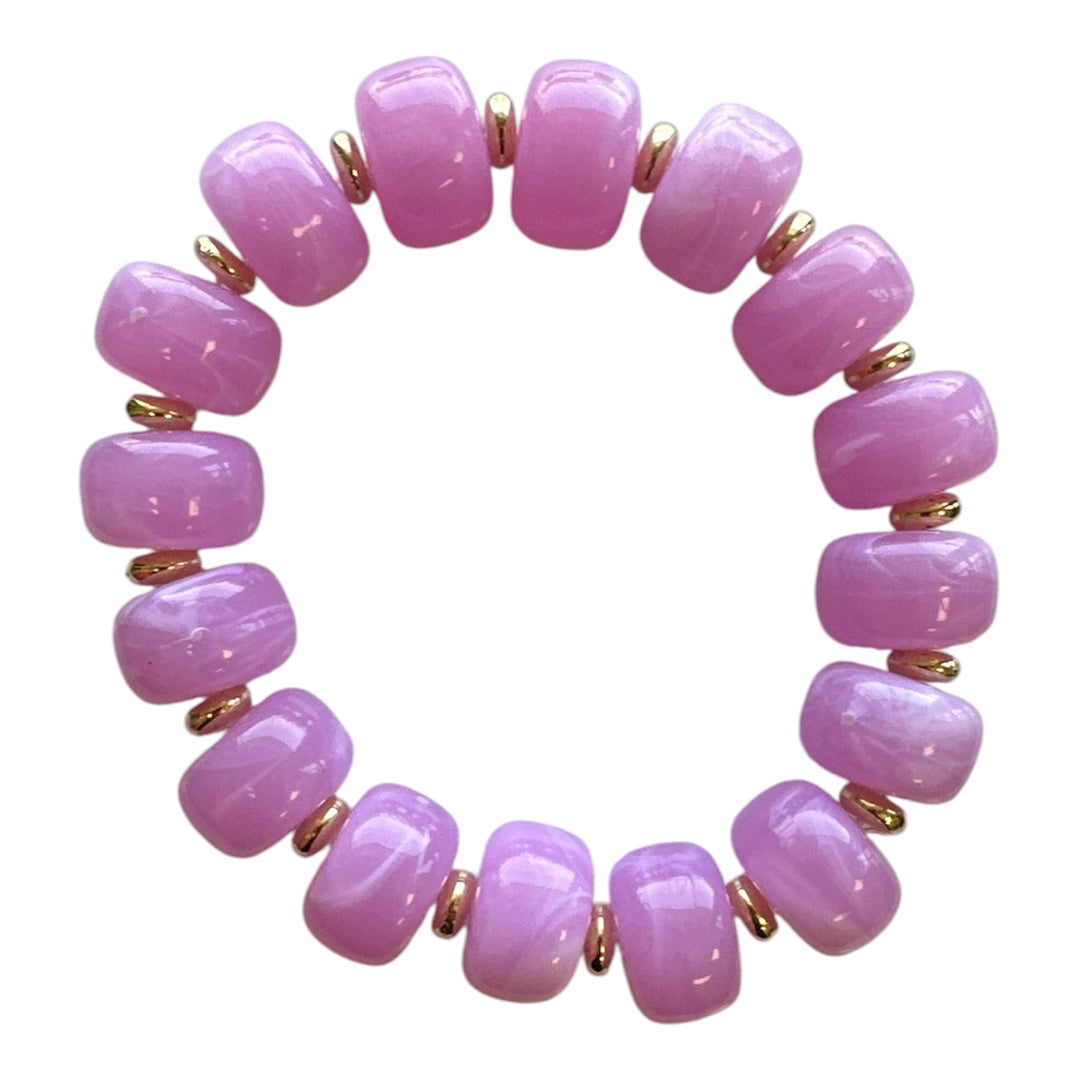 Lavender - Bauble Bead with Gold Bead Stretch Bracelet