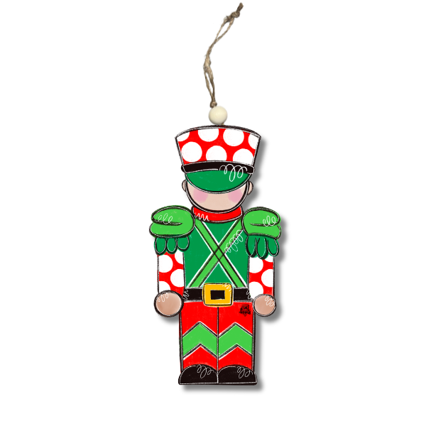 Red and Green Dot Soldier Acrylic Ornament