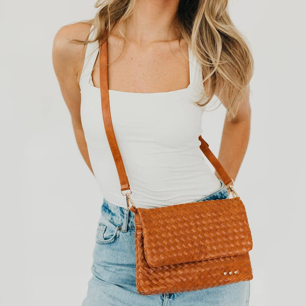 Wrenlee Woven Flap Crossbody - Brown