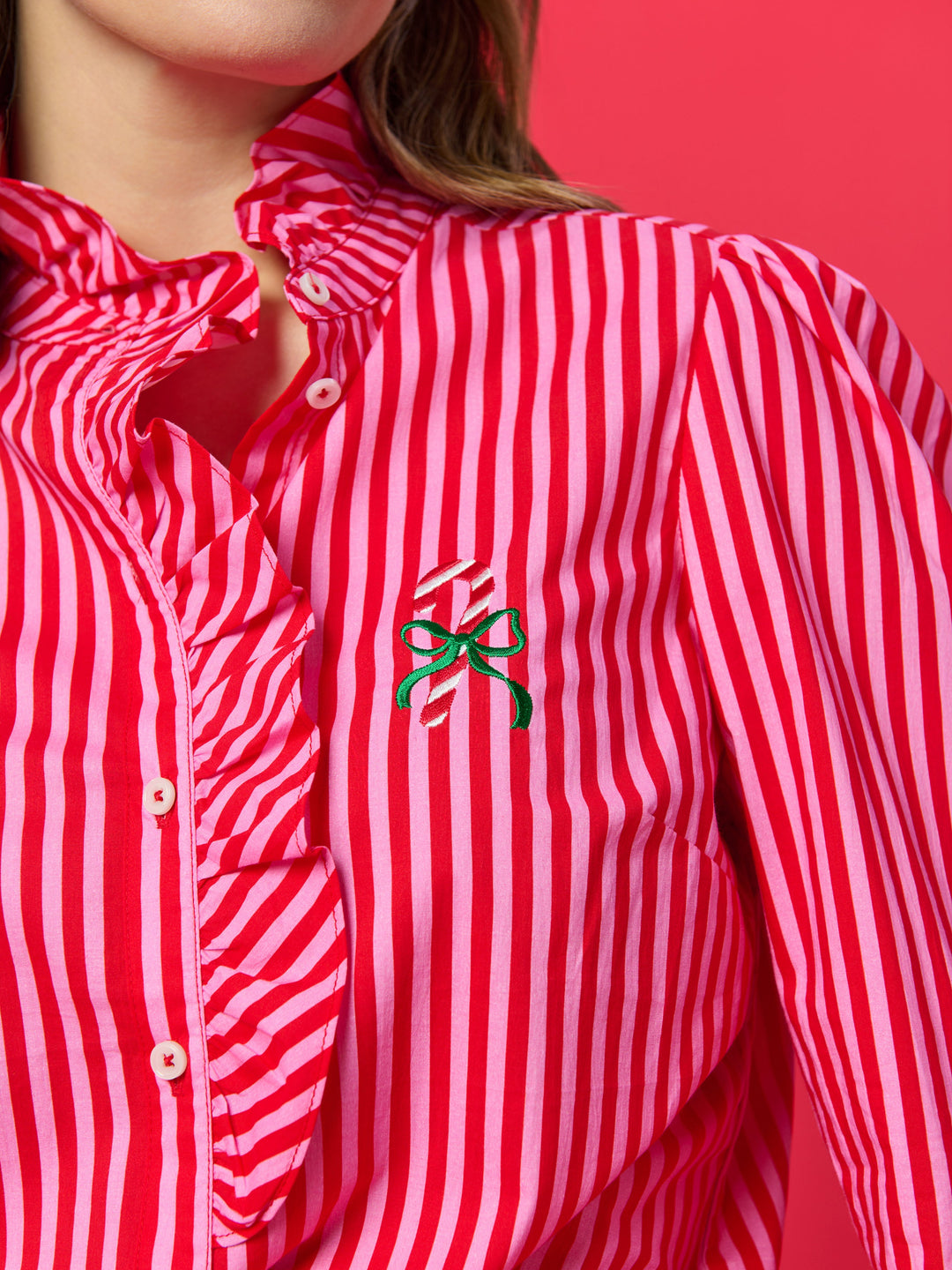 Candy Cane Ruffle Blouse