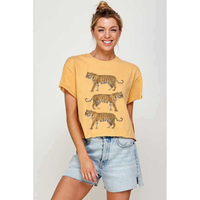 Prowling Tigers Cropped Vintage Tee