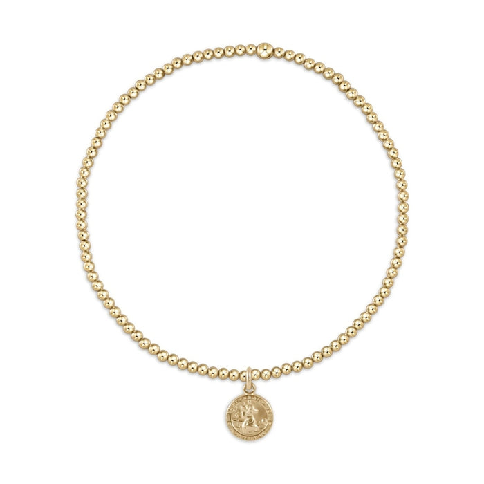 Classic Gold 2mm Bead Bracelet Protection Small Gold Disc