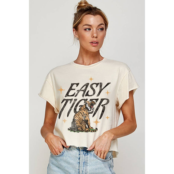 Easy Tiger Vintage Ivory Cropped Tee