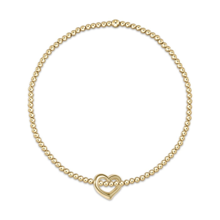 Gold 2mm Bracelet Love Small Gold Charm