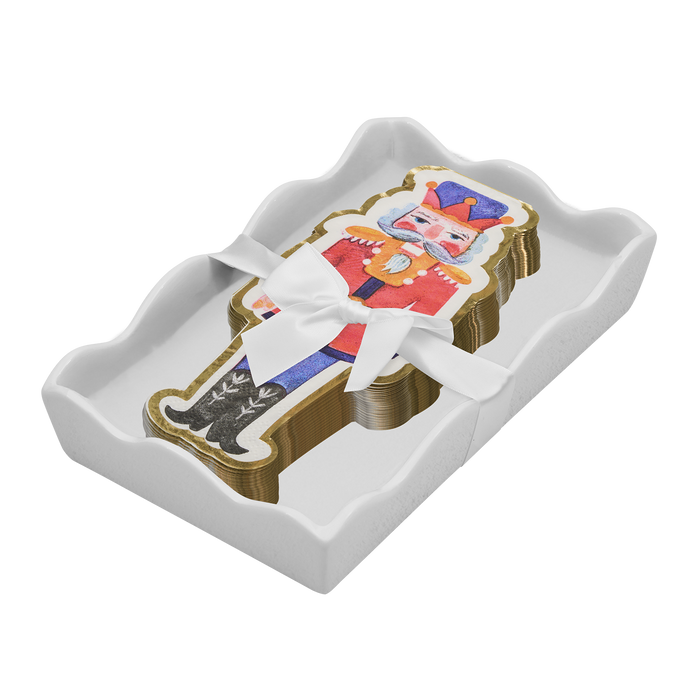Nutcracker Ceramic Wave Napkin Tray with Guest Towel - Whimsical
