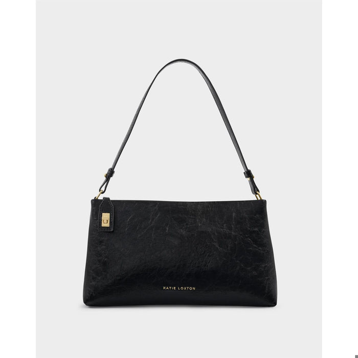 Orin Twist Lock Small Shoulder - Black / Black Distressed