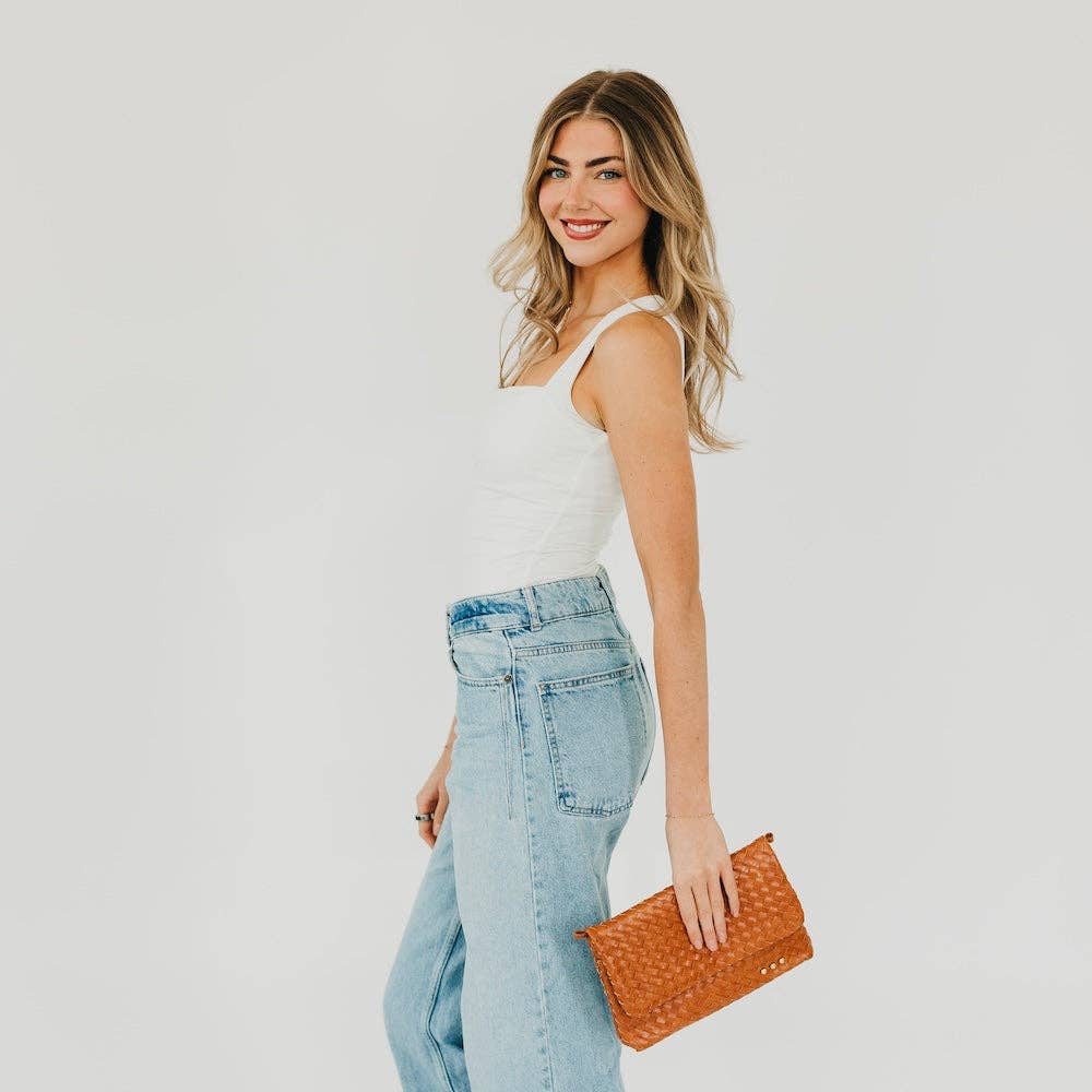 Wrenlee Woven Flap Crossbody - Brown