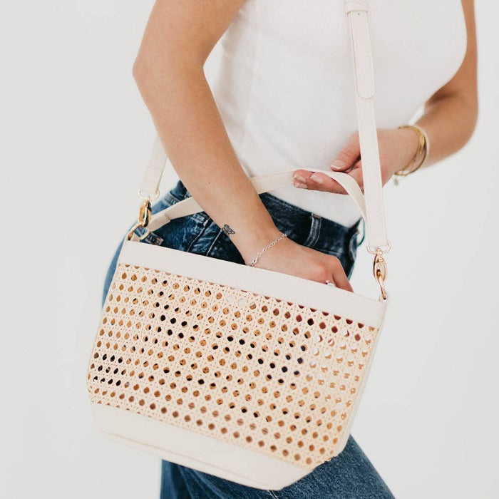 Bryce Woven Bucket Bag - Cream