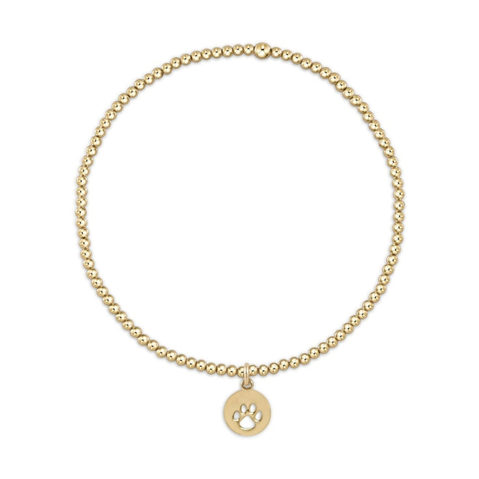 Gold 2mm Bracelet Paw Print Small Gold Disc