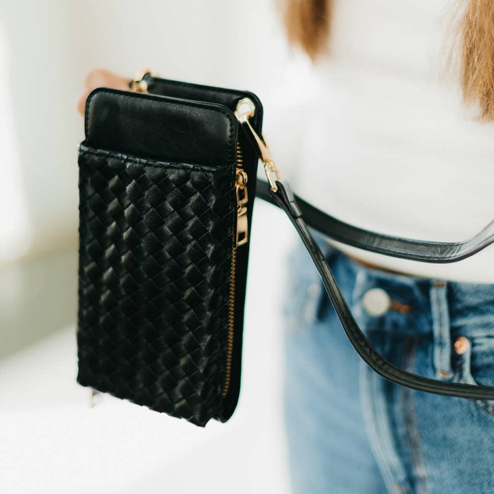 Woven Double Duty Phone Bag - Black