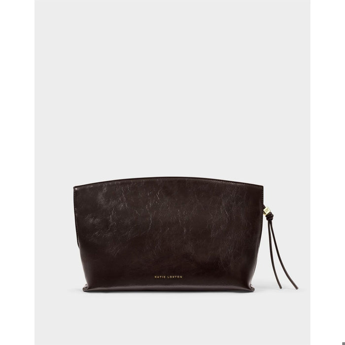 Freya Clutch - Bitter Chocolate Patent Crackle