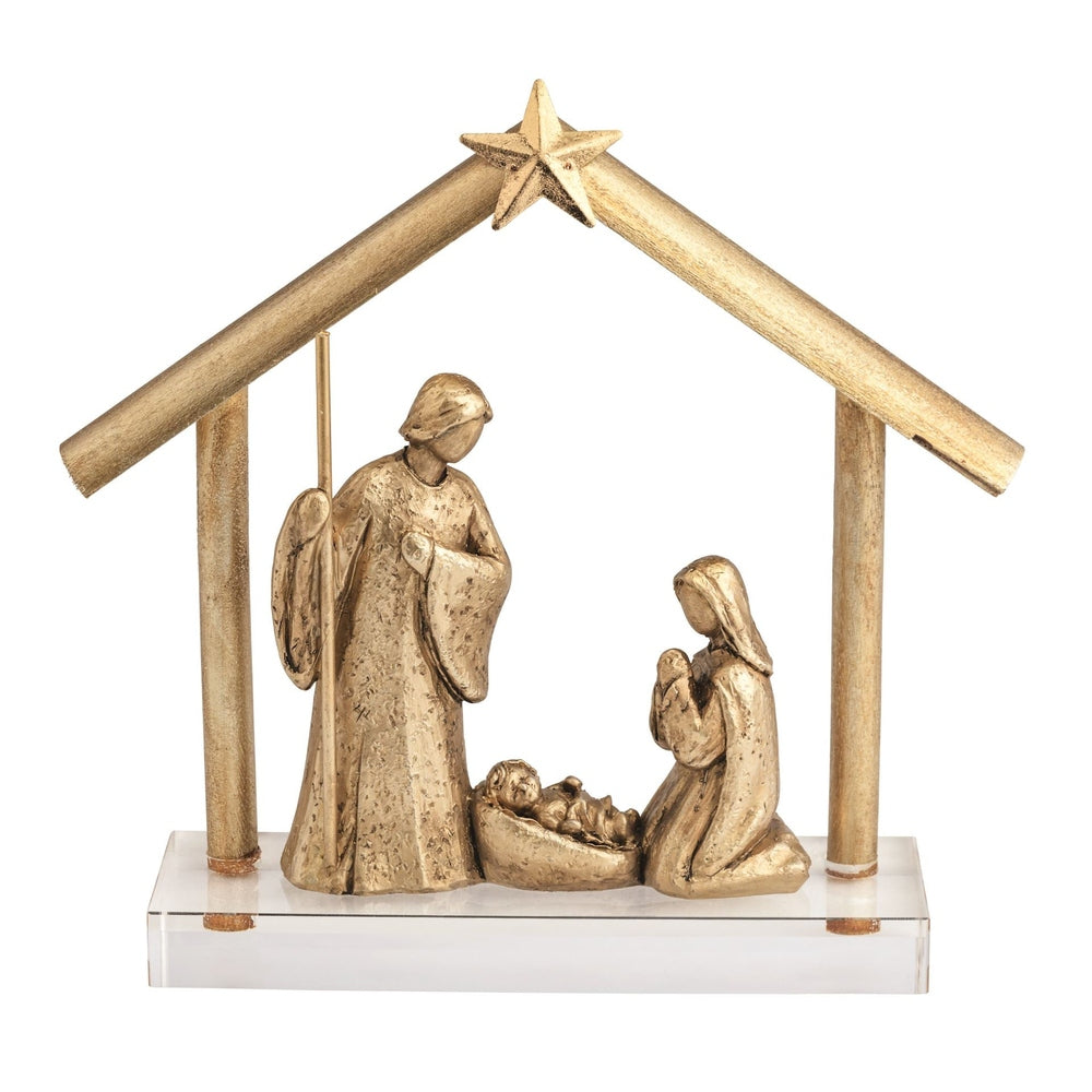 Gold Nativity Display on Acrylic Base