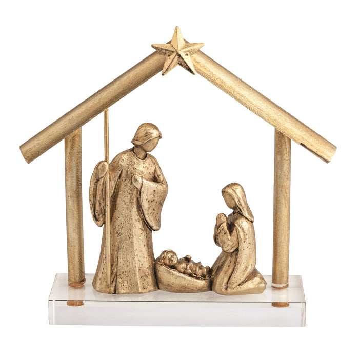 Gold Nativity Display on Acrylic Base