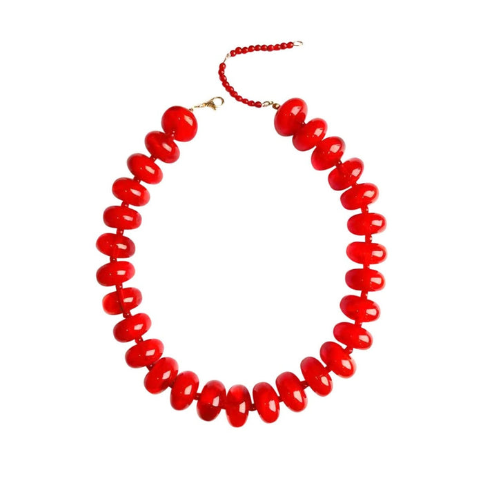 Bailey Chunky Beaded Necklace - Red