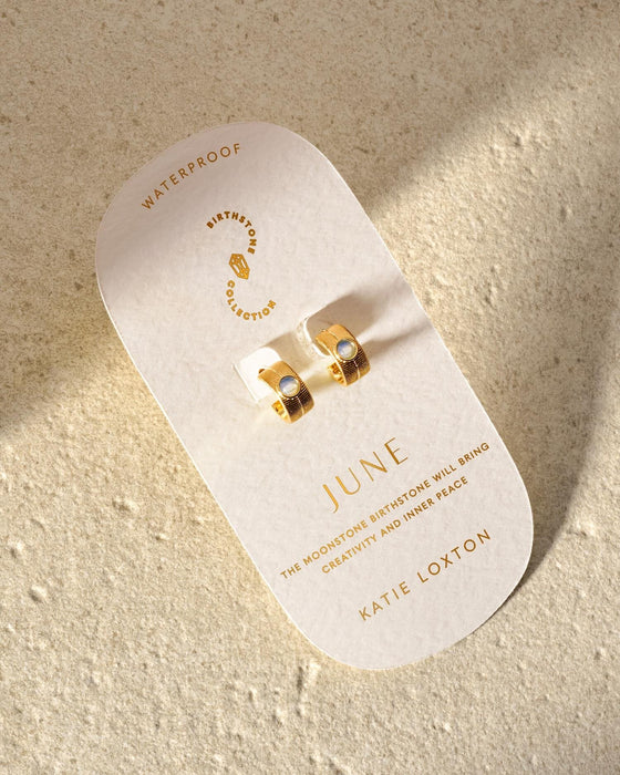 Birthstone Hoop Earrings - June - Moonstone